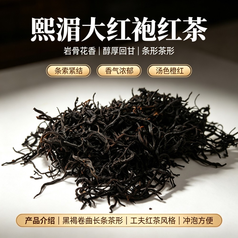 条索紧结乌润，沉稳岩香馥郁醇厚，入口顺滑回甘，茶汤橙红明亮。适合热泡慢饮，支持独立条包、三角茶包OEM/ODM代工