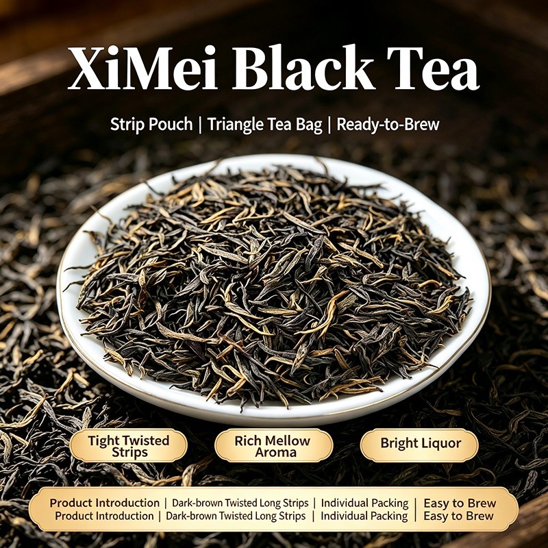 The tea leaves are tightly rolled and possess a lustrous dark sheen; the aroma is a rich, deep, and mellow 