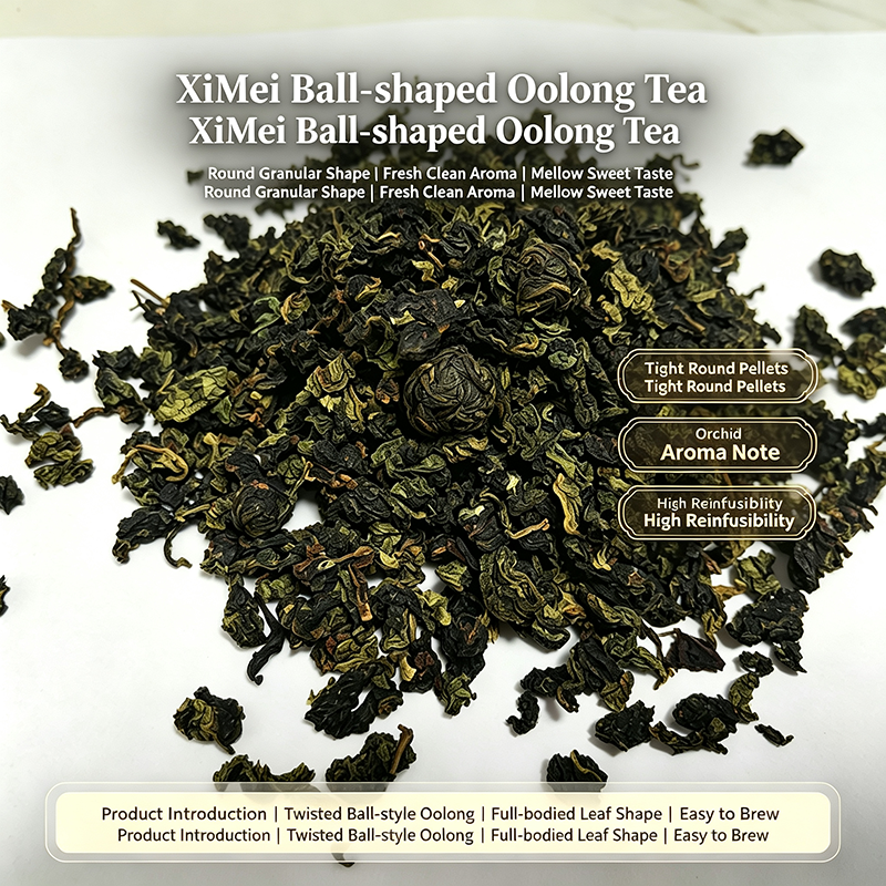 The tightly rolled, spherical granules are plump and full; the elegant orchid aroma is high-rising and long-lasting; the taste is mellow and sweet; and the tea withstands multiple steepings. Suitable for supermarkets and cafés; packaging options for loose-leaf and tea bags can be customized.